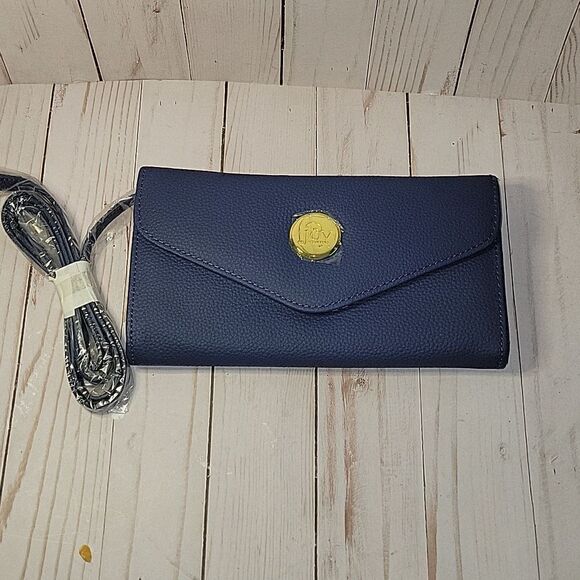 Joy Mangano Convertible Crossbody Wallet Crossbody w/RFID Blue NEW - Picture 2 of 8